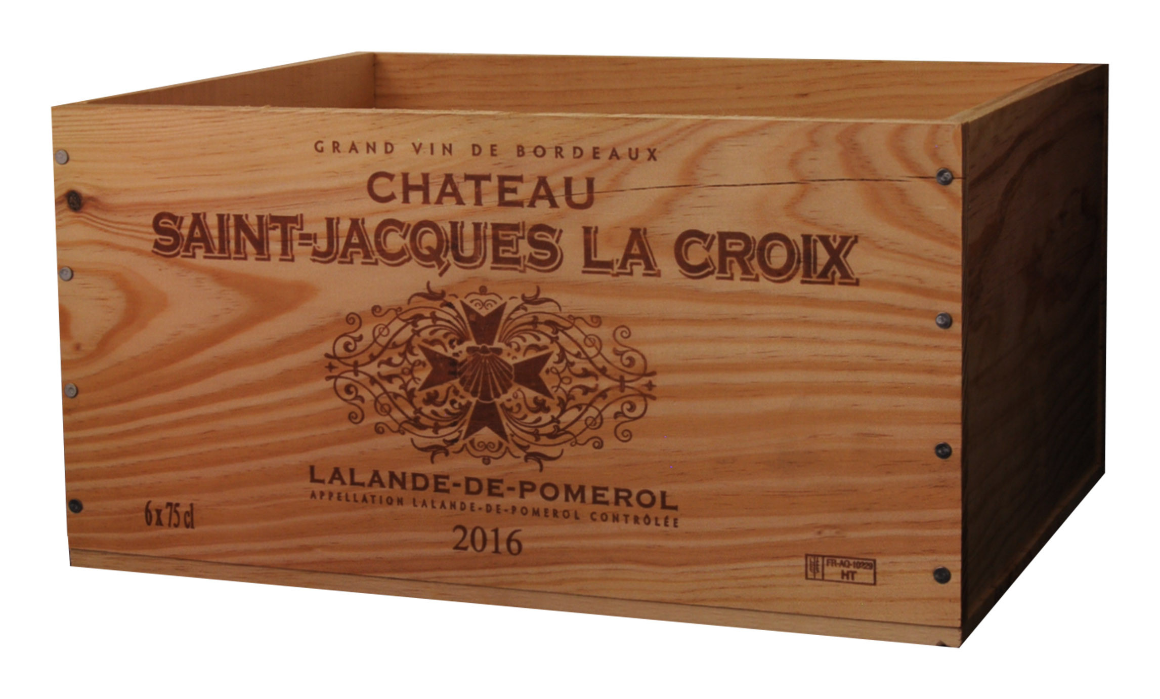 Achat Caisse Bois 6x75cl estampillé Saint Jacques la Croix - Odyssee-vins