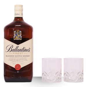 Whisky Ballantines Finest 100cl + 2 Verres Trumbler www.odyssee-vins.com